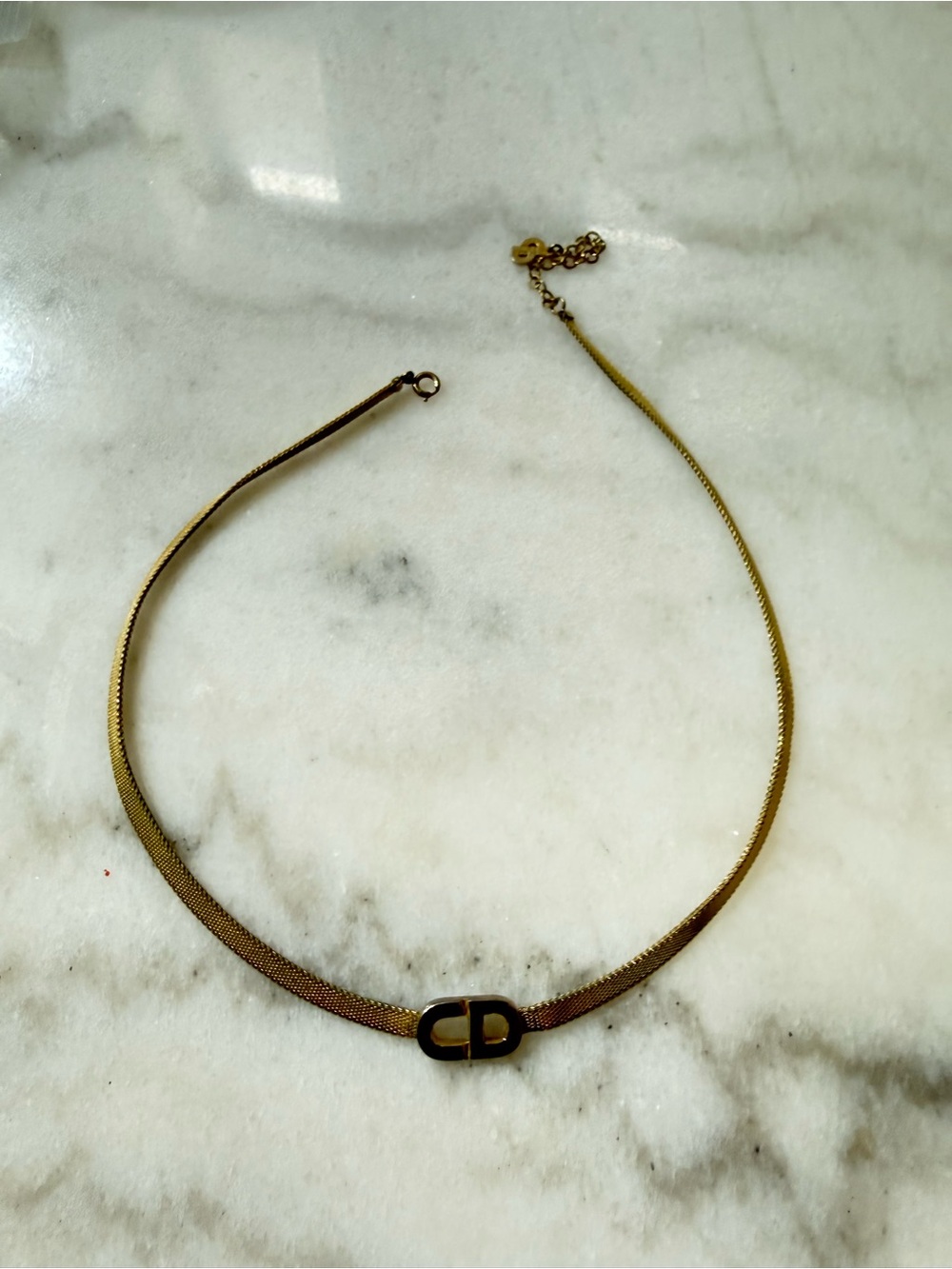 Dior Gold Tone Mesh Choker with CD Logo - Picture 4 of 11